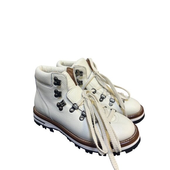 Mon Piz Ankle Boots White Leather Upper Lace-Up Size 7 - Picture 2 of 10